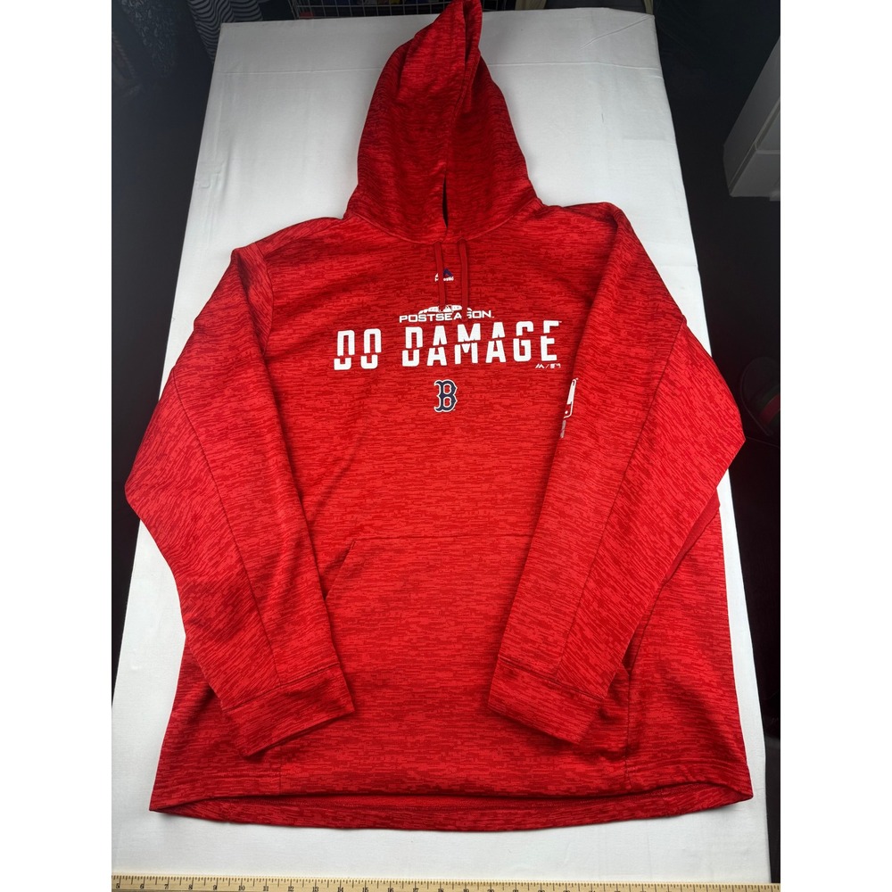 Majestic Boston Red Sox Hoodie XL Red Do Damage Postseason MLB Pullover